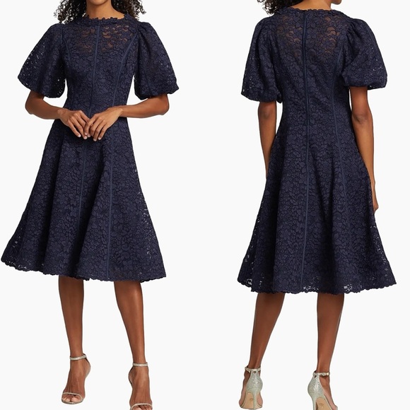 Teri Jon Dresses & Skirts - Teri Jon Rickie Freeman Balloon-Sleeve Floral Lace Cocktail Dress